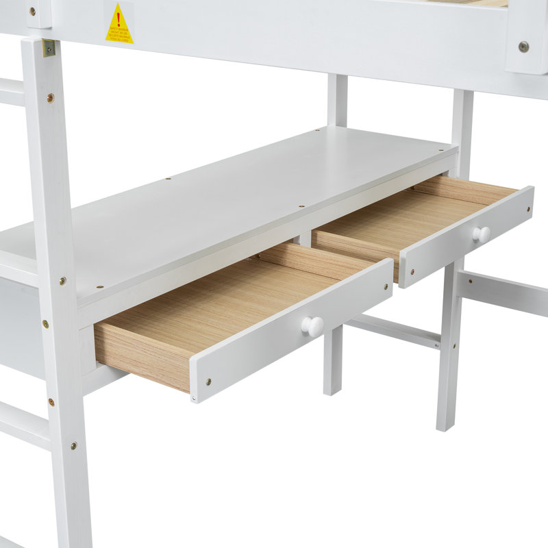 Lit mezzanine en bois multifonctionnel peu encombrant avec rangement et bureau pour la maison