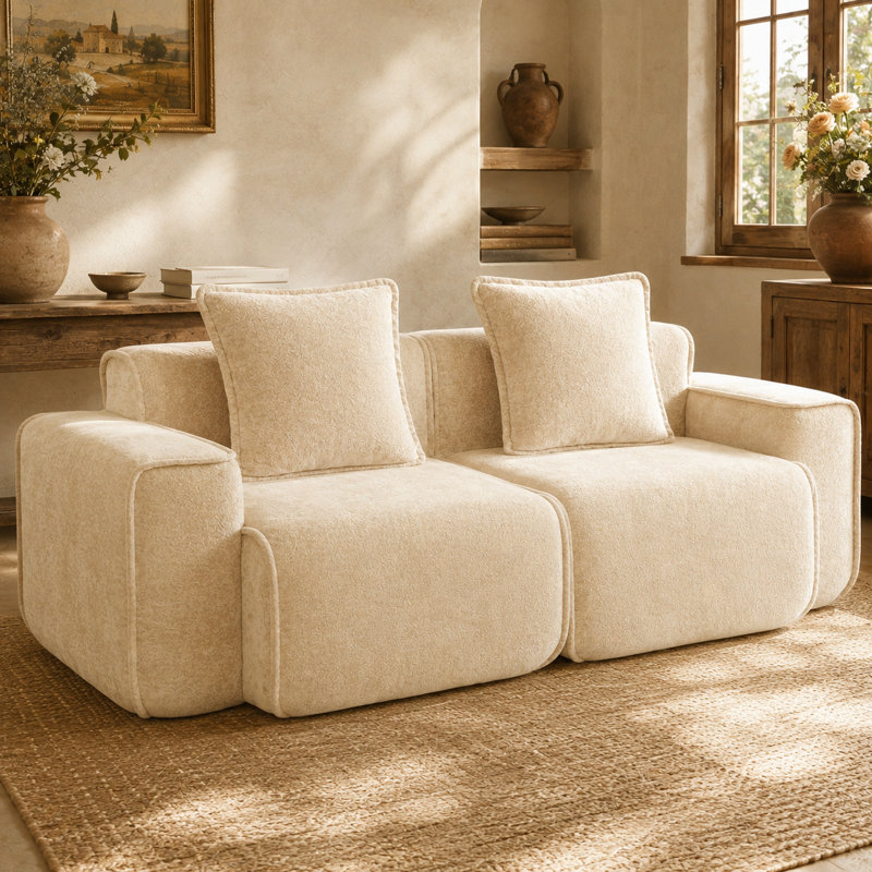 Canapé modulaire en velours Veloria, Chameau