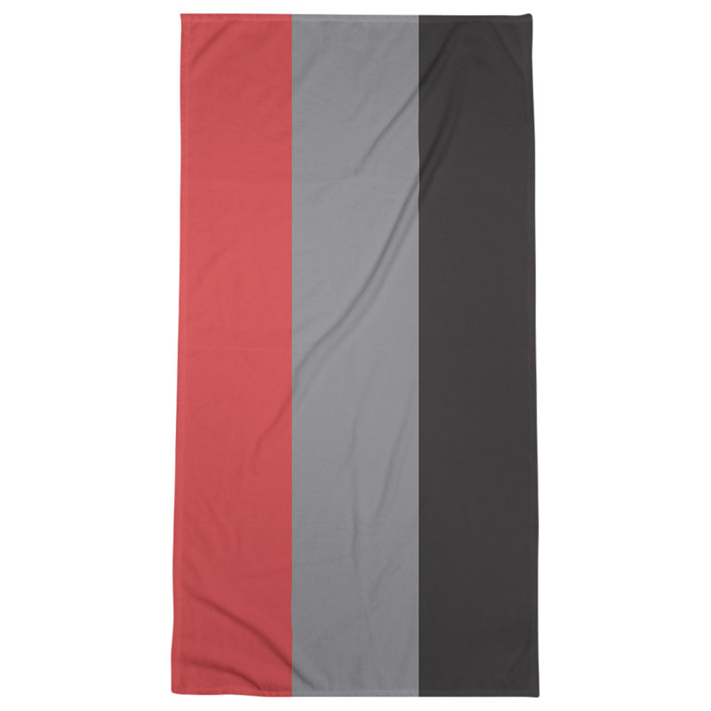 Lightweight Beach Towel, Microfiber, Red/Flat Gray/Black