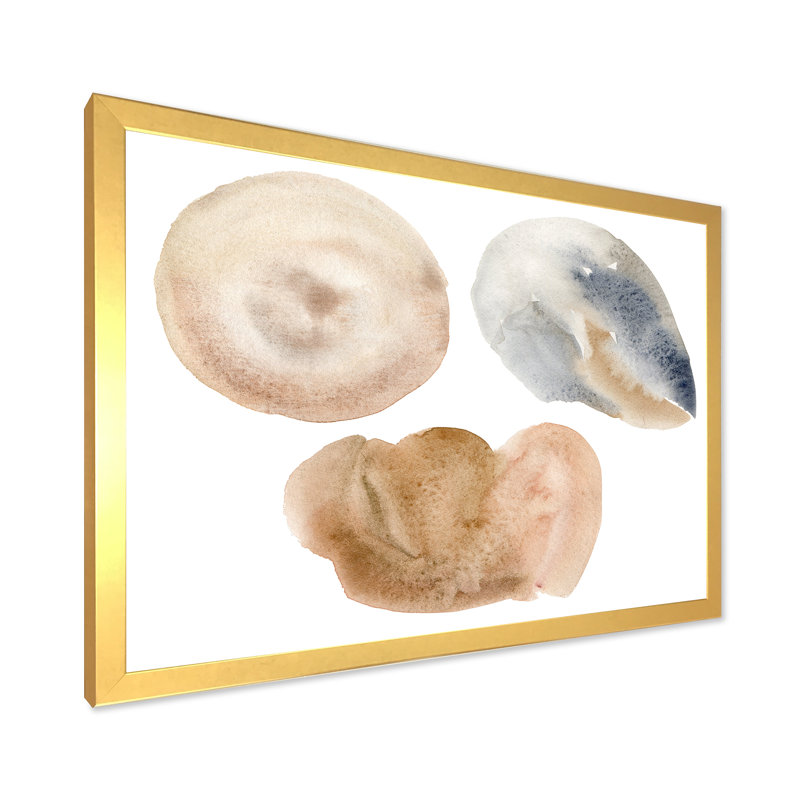 «Holiday Set with Abstract Blue and Beige Circle Spot», peinture sur toile encadrée, H 24 po x l 32 po x P 1 po
