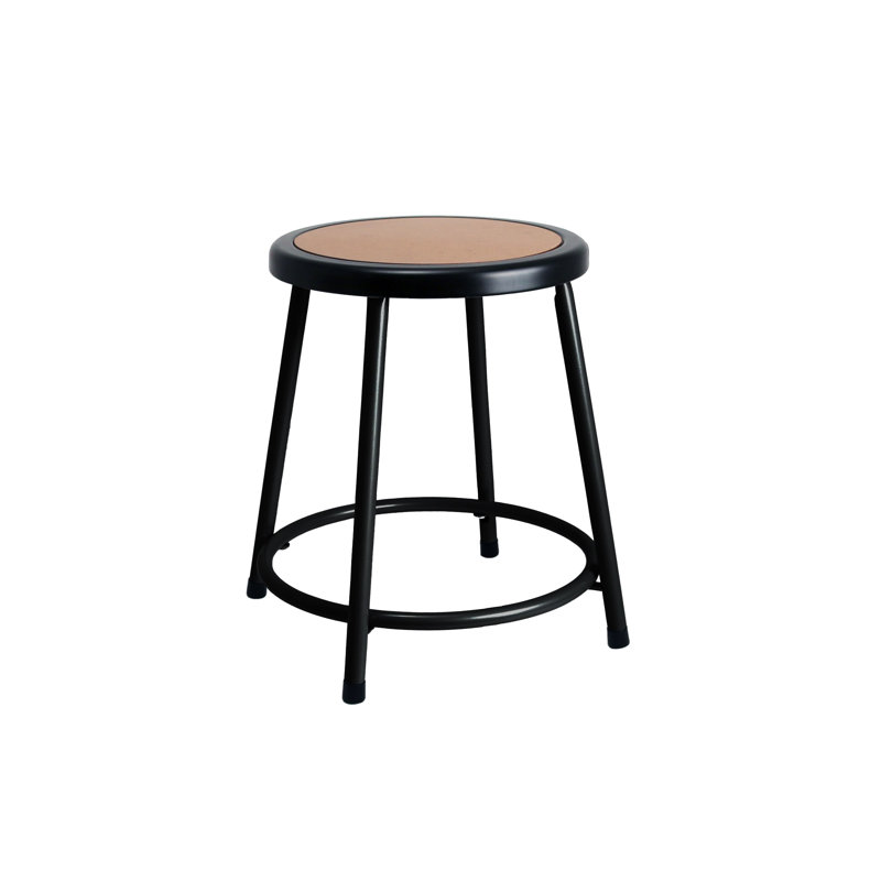 Felix Steel Stool, Assembly Ready, Black/Brown, Black, Short Height (18" Seat Height)