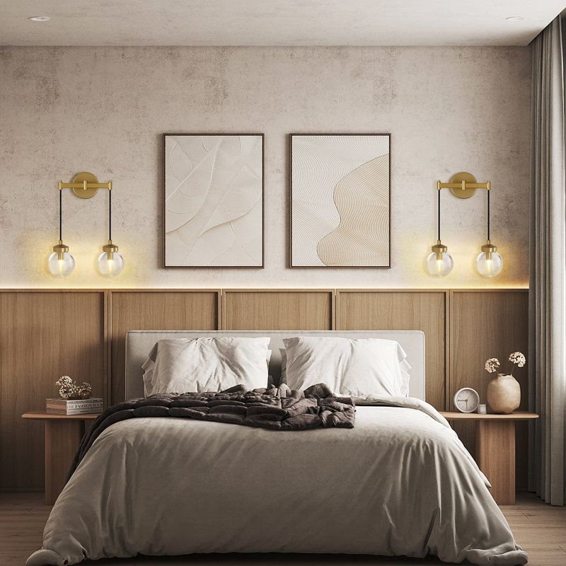 4-Light Dimmable Glass Wall Sconce, Brass