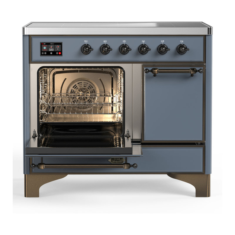 Cuisinière à induction de 40 pouces avec 6 éléments à induction en bleu gris (garniture brunie) Majestic III Series, Brunie