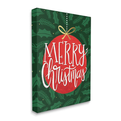 " Festive Merry Christmas Text Red Ornament " by Taylor Shannon