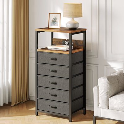 Nightstand with Charging Station, Bedside Table with LED Lights, Storage End Table for Living Room