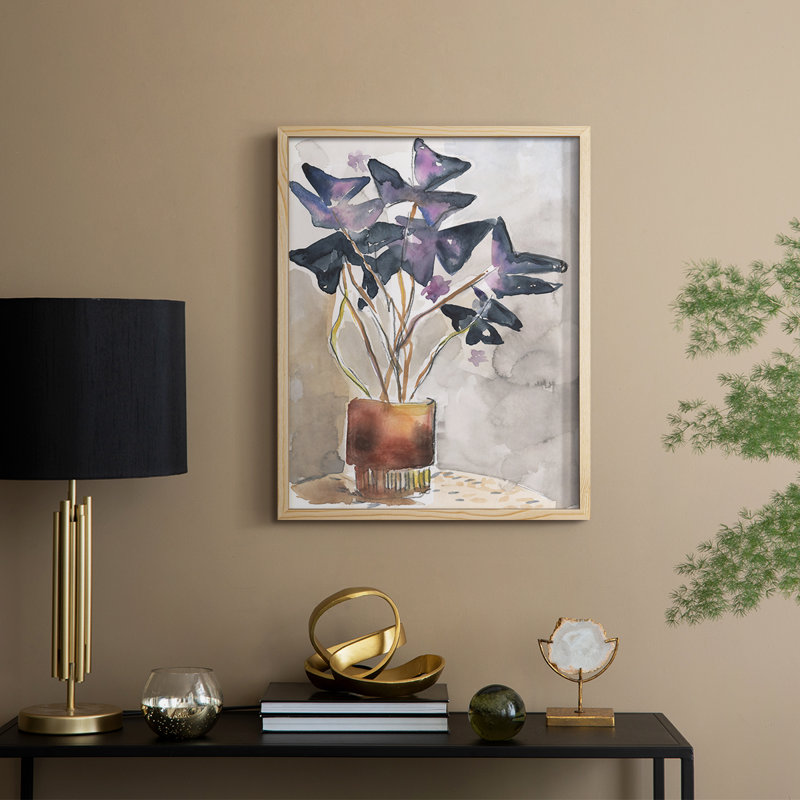 Oxalis in Vase I Framed Print - Solid Wood
