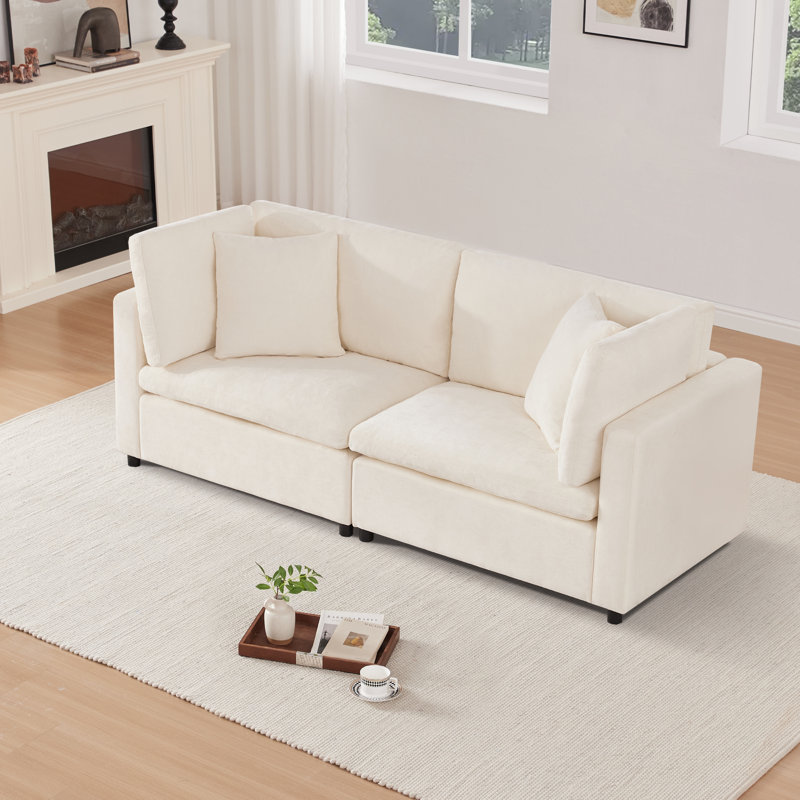 82.7” W Oversized Down-Filled 2-Seater Modular Sofa, Beige