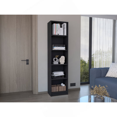 Bibliothèque Xs avec tablettes à 5 niveaux et design mince - Noir - Bureau
