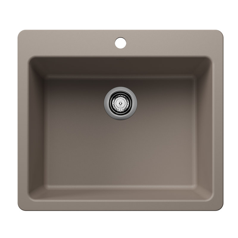 Liven SILGRANIT 25" L x 22" W Double Basin Drop-In/Undermount Kitchen Sink, Truffle
