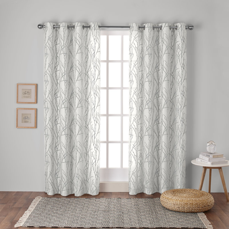 Panneau de rideau simple Floral Home, Gris colombe, L 54 po x L 96 po