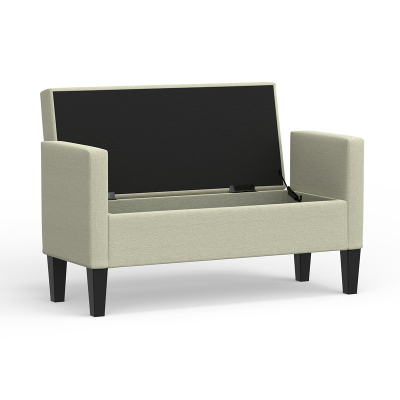 Banc de rangement à couvercle rabattable rembourré, Beige, H 24 po x l 46,06 po x P 17,8 po