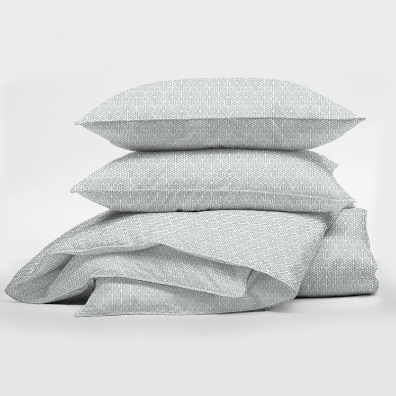 King Size Sage Cotton Twill Reversible Duvet Cover Set