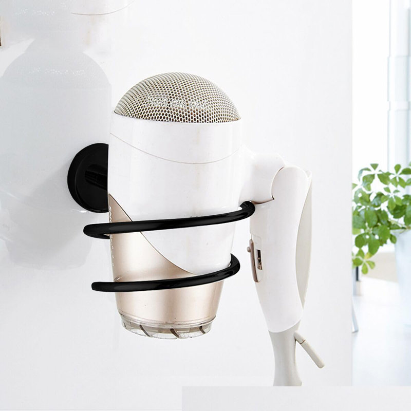 Bathroom Hair Dryer Holder Hair Care Tools Holder Wall Mount Stainless Steel, Black