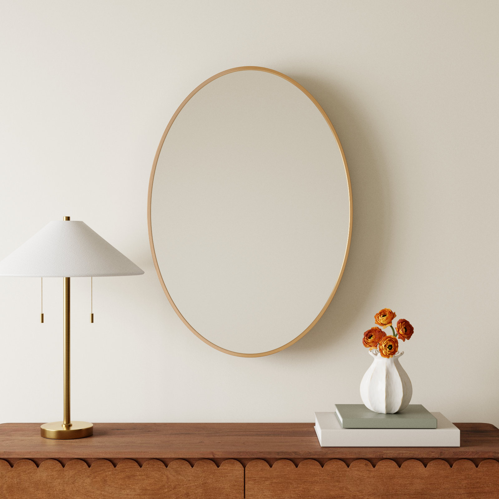 Sabine Accent Mirror, 24" H x 34" W, Brass