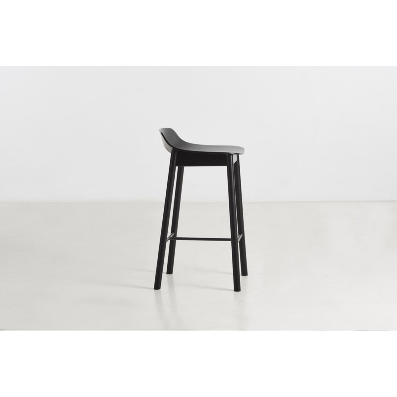Mono Bar Stool, Counter Stool (25.59'' Seat Height), Oak/Black