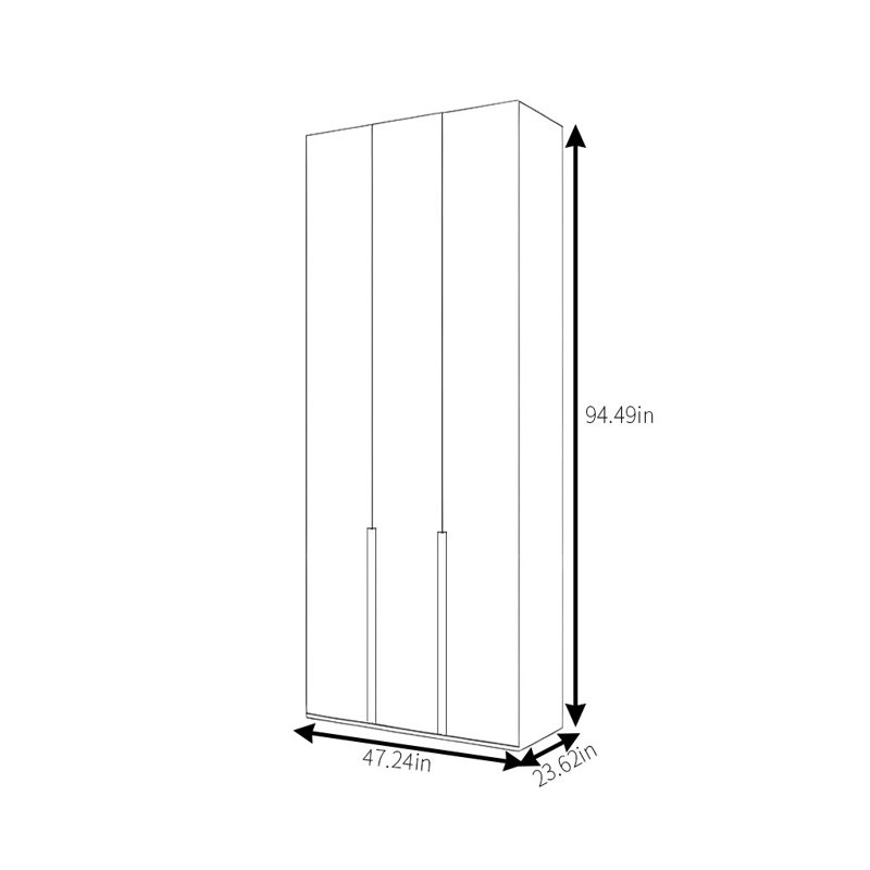 Garde-robe simple de couleur unie, H 94,49 po x l 47,24 po x P 23,62 po