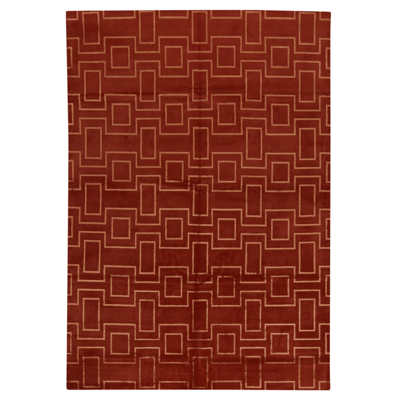 Hand Knotted Area Rug in Red