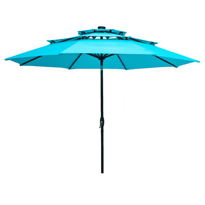 3 Tiers Market Umbrella 10Ft Lighted Umbrella Beach With 8 Ribs Patio Outdoor Umbrella -  Arlmont & Co., AFDF3976B34C4C26BAF4071320BA4CAA
