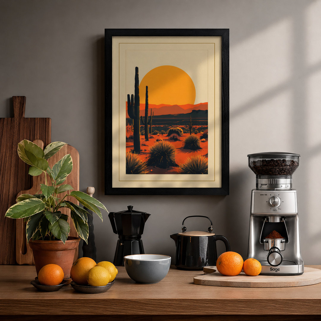 Desert at Sunset Rustic - Framed Print