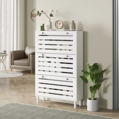 Armoire à chaussures avec tablettes réglables blanc