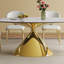 Luxueux ensembles de table de salle à manger en marbre avec base en acier doré pour la maison