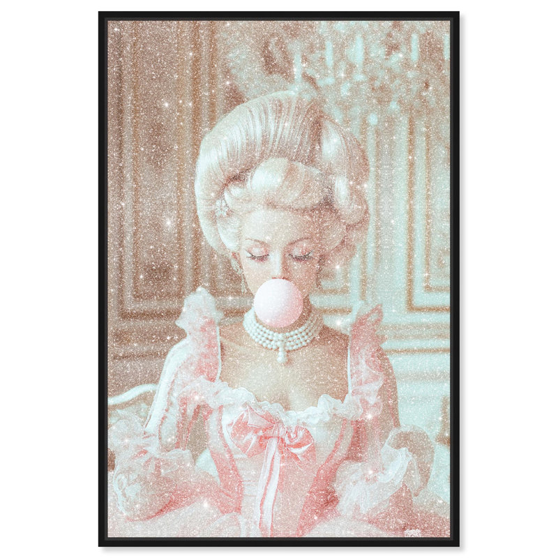 Oliver Gal Bubble Queen Glam - Diamond Dust Framed Canvas Art, Black, 24" H x 16" W