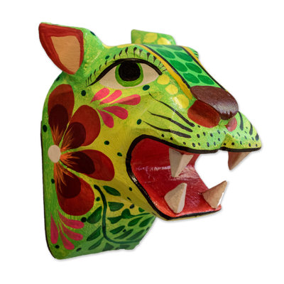 Novica Handmade Jaguar Spirit Wood Wall Mask
