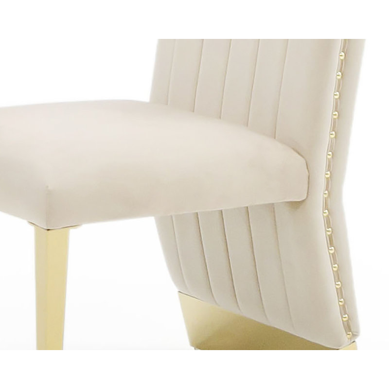Rovala Velvet Side Chair, Beige