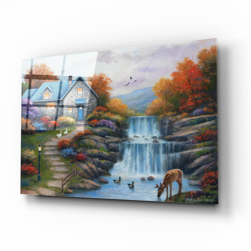 «Cottage By The Falls» par John Zaccheo, H 12 po x l 16 po x P 0,13 po