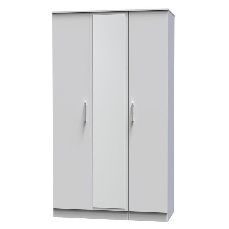 Beraud Tall Triple Mirror Wardrobe, Grey Matt