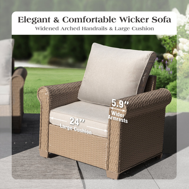 Rattan 2 - Person Seating Group with Cushions, Beige