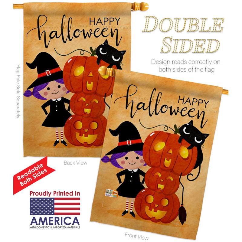Double Sided 40 in. H x 28 in. W Polyester Halloween House Flag