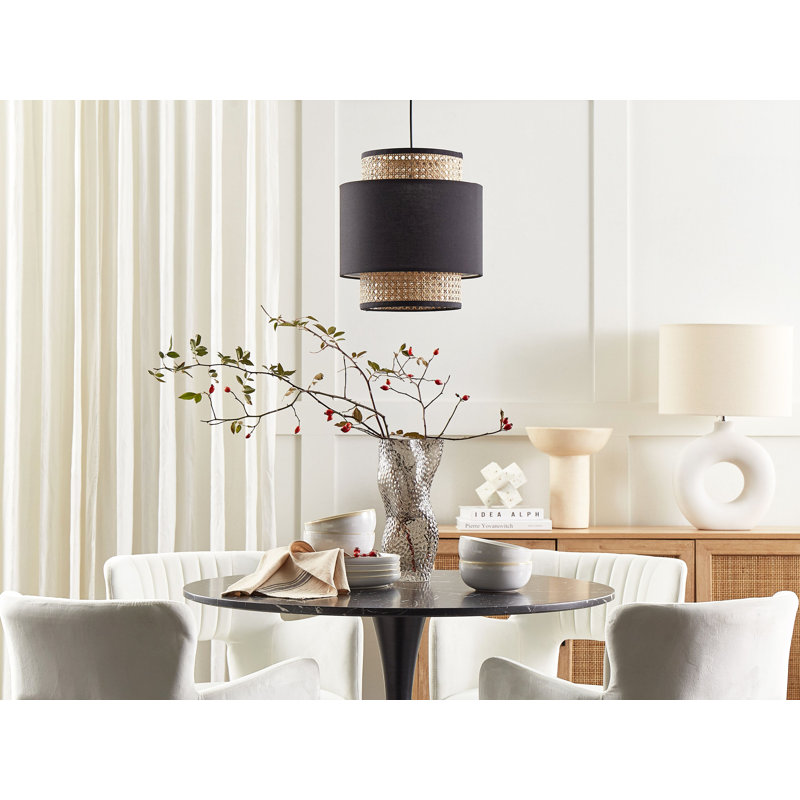 Brumunddal 1 - Light Natural Drum Pendant, Black