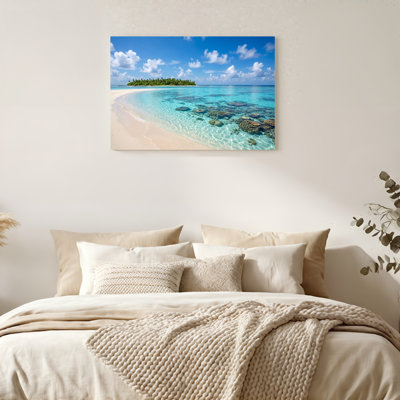 «Gallery Wrap», art mural sur toile pour le salon, la chambre à coucher, le bureau ou le vestibule - décoration murale décorative avec plage tropicale
