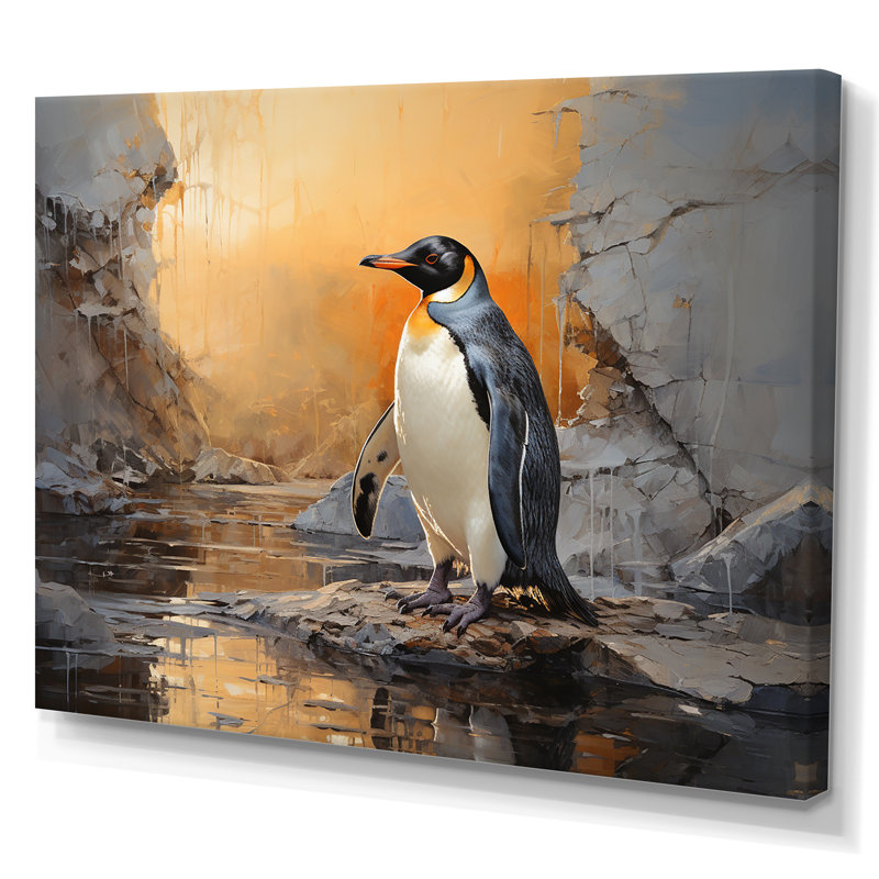 «Penguin Elegance In Snow», reproduction sur toile, H 34 po x l 44 po x P 1,5 po, Toile tendue