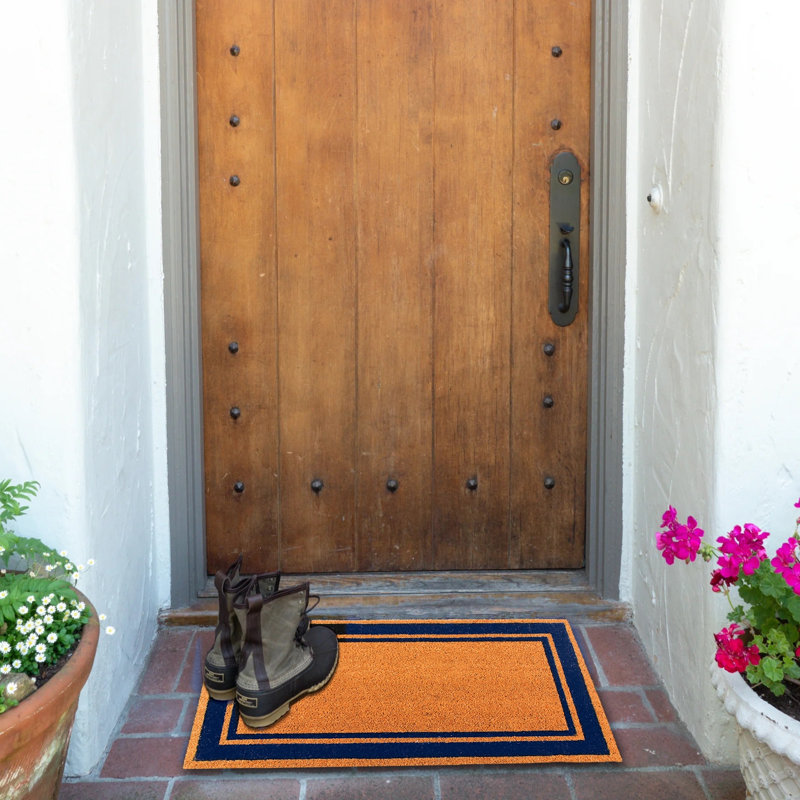 Tapis d'entrée KAF Home en fibre de coco neuve, ultra-résistant et imperméable, Bleu