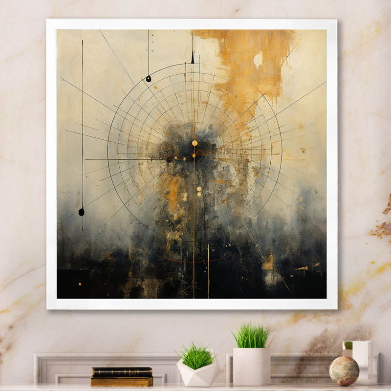 «Experiencing Multi-Dimensionalité Vintage Gold», reproduction d'art sur toile, Cadre simple blanc