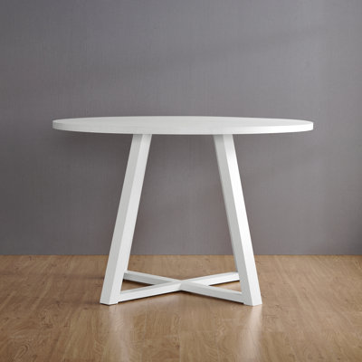 Contemporary Round Dining Table, Trestle Base