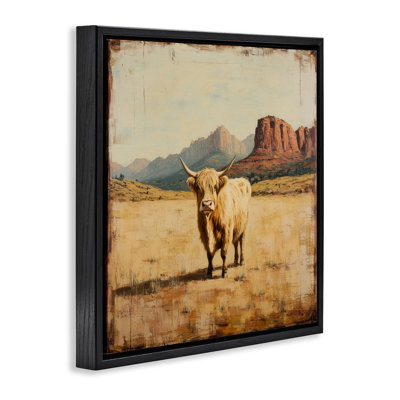 Cadre flottant Portrait de vache du désert, design par Petal Prints Design