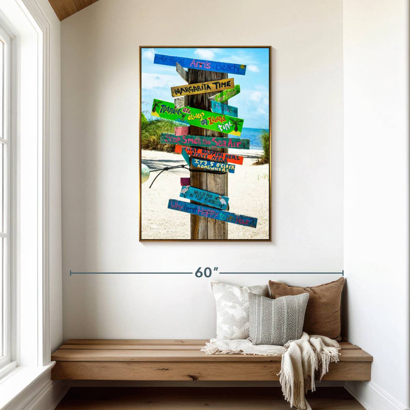 Panneaux de plage, Cadre flottant doré, 29 po x 43 po