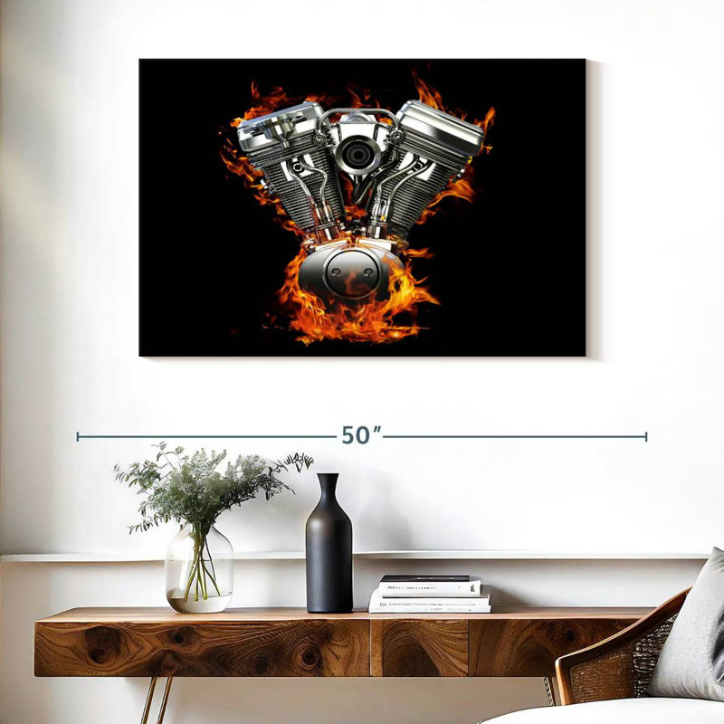 Mehar Blazing Motorcycle Engine, 26" H x 39" W