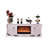 Beige Solid Wood TV Cabinet Fireplace