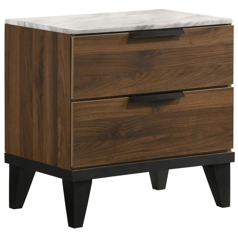 Table de chevet 2 tiroirs avec plateau en faux marbre Joplyn Christo