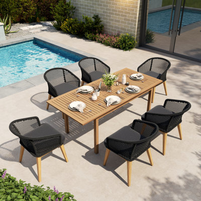 6 - Person Rectangular Outdoor Dining Set With Extendable Table