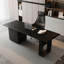 Bureau rectangulaire noir massif + bois manufacturé + acrylique avec 2 tiroirs-2048177631-2048177617
