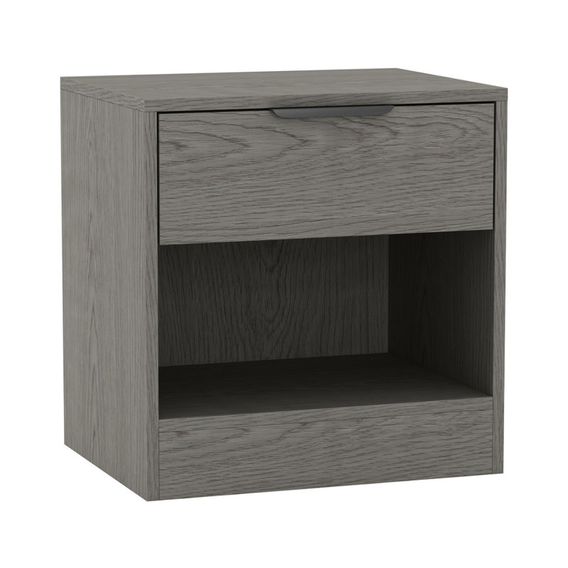 Sydonna 45cm W Solid Wood Bedside Table, Cedar Grey