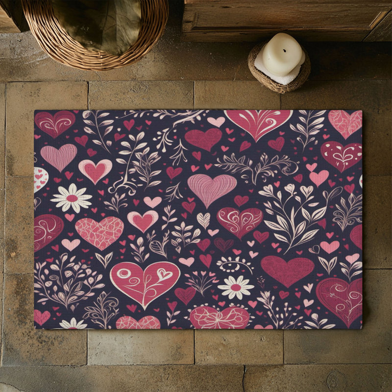 Tapis tressé Rosy Heart Love, Rectangulaire 3 pi x 5 pi