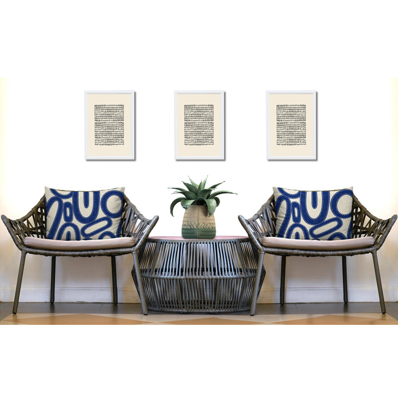 Oreiller réversible intérieur / extérieur Dina Tribal, 25 x 18, Marine