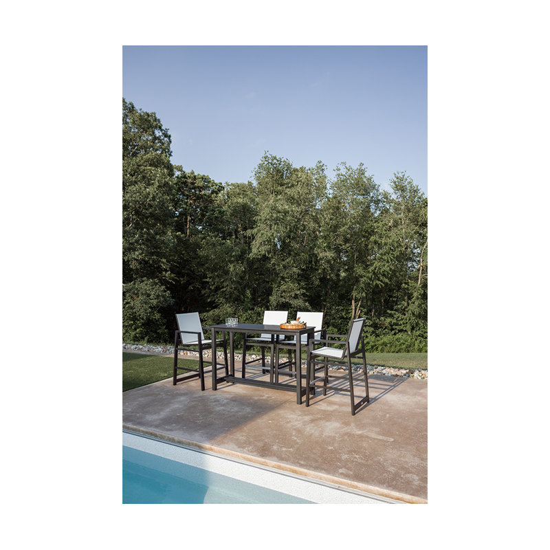 Balcony Outdoor Rectangle Bar Table, 38.5" H x 60" W x 22" D, Matte Black, Cedar