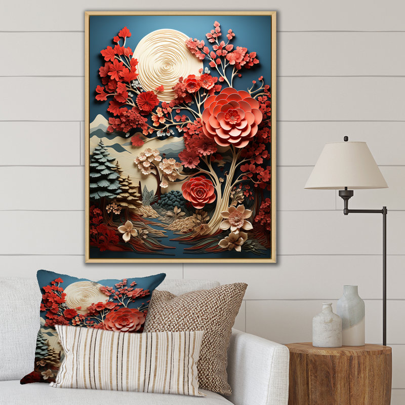 Sépia arbre, séquoia, collage sur toile, H 40 po x l 30 po x P 1,5 po, Cadre naturel flottant